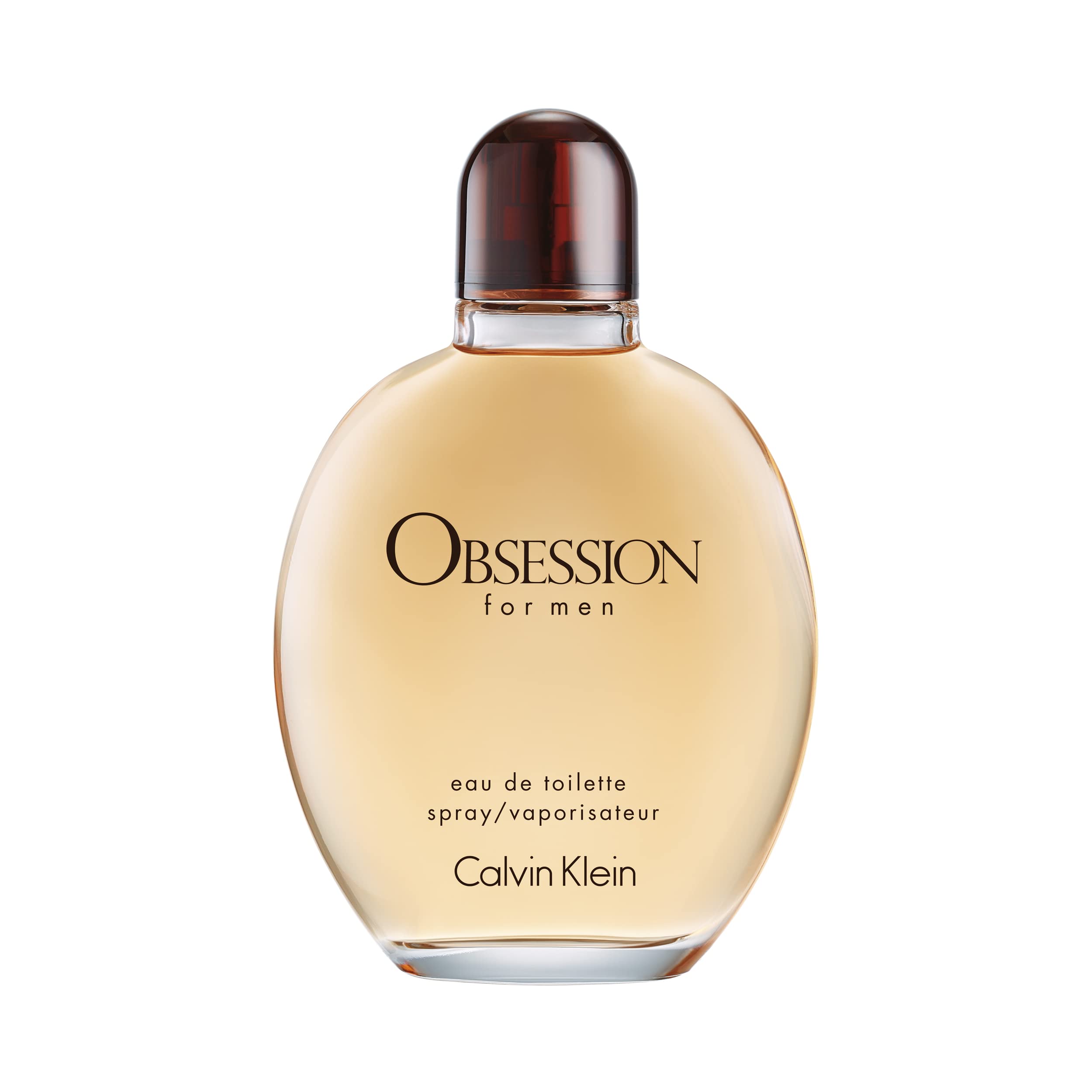 Calvin Klein Obsession for Men bottle front view, suggesting a lasting evening scent