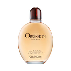 Calvin Klein Obsession for Men bottle front view, suggesting a lasting evening scent