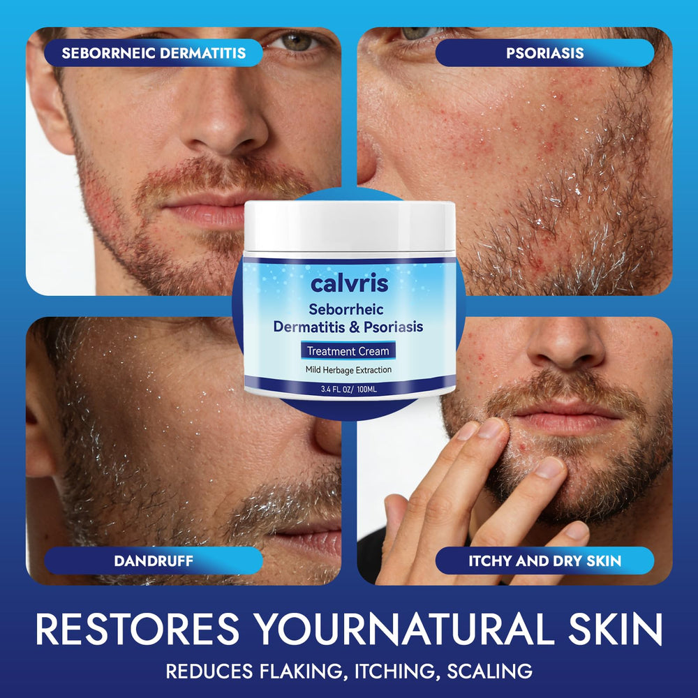 Calvris balm used on beard area after cleansing for comfort