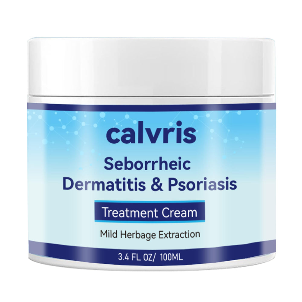 Calvris Scalp Comfort Balm in jar showing gentle, steroid-free relief for dry scalp