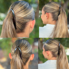Camila Paris CP2 clip banana con diseño tortosa marrón, acabado elegante