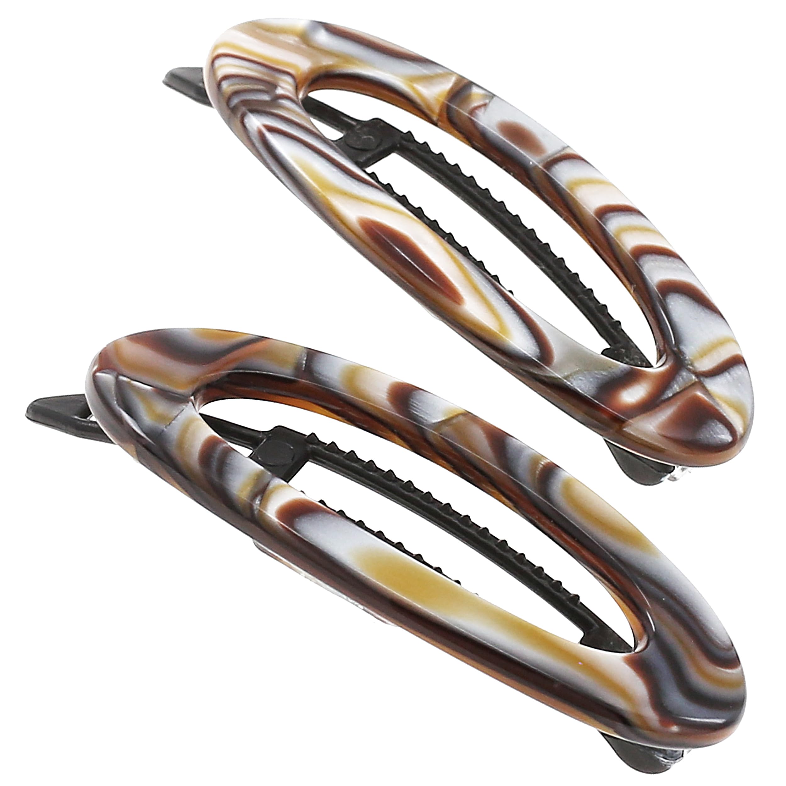 Camila Paris CP3367 onyx barrette side view showing secure metal-free grip for all hair types