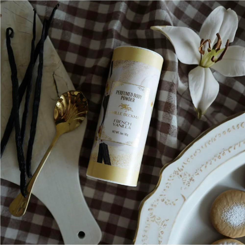 Camille Beckman French Vanilla talc-free powder is easy to apply by hand.
