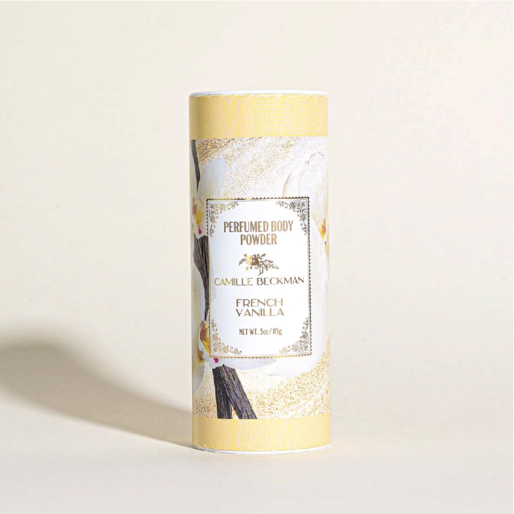 Camille Beckman French Vanilla talc-free powder texture for quick, light touch-ups.