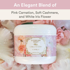 Close-up of Camille Beckman hand therapy cream texture for smooth, hydrated hands.
