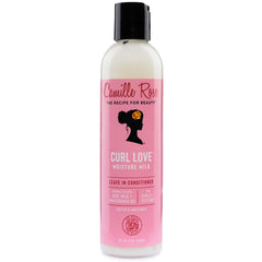 Camille Rose Curl Love Moisture Milk, botella frontal, hidratación suave para rizos definidos.