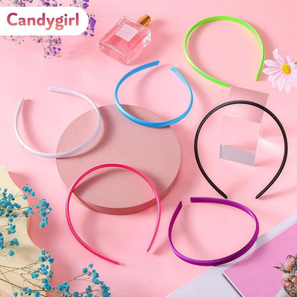 Candygirl 1cm wide satin headband offers gentle stretch