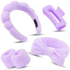 Banda Canitor para cabello spa morada, suave y absorbente para limpieza facial