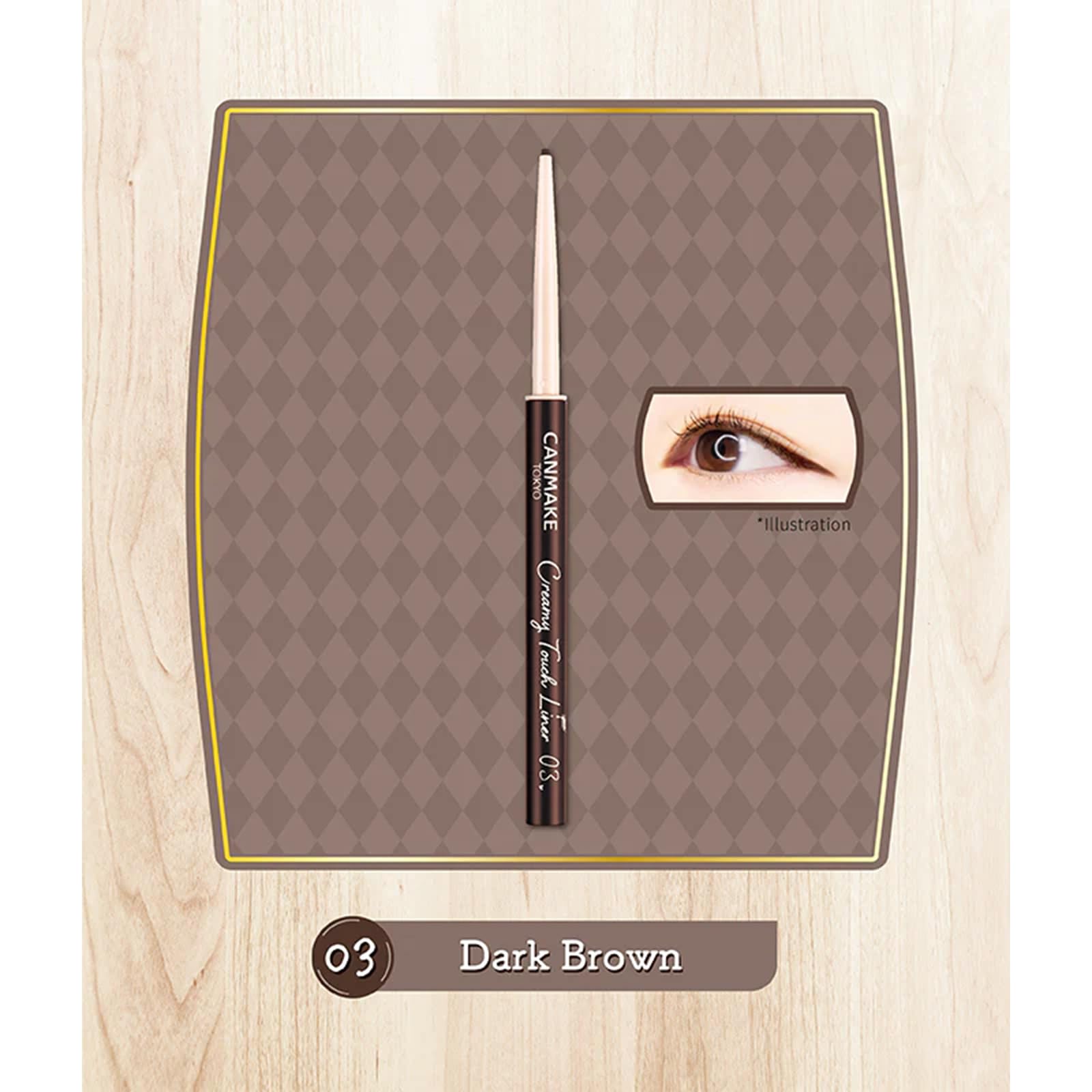 CANMAKE Creamy Touch Liner 03 Dark Brown – delineado ultra fino y definido.