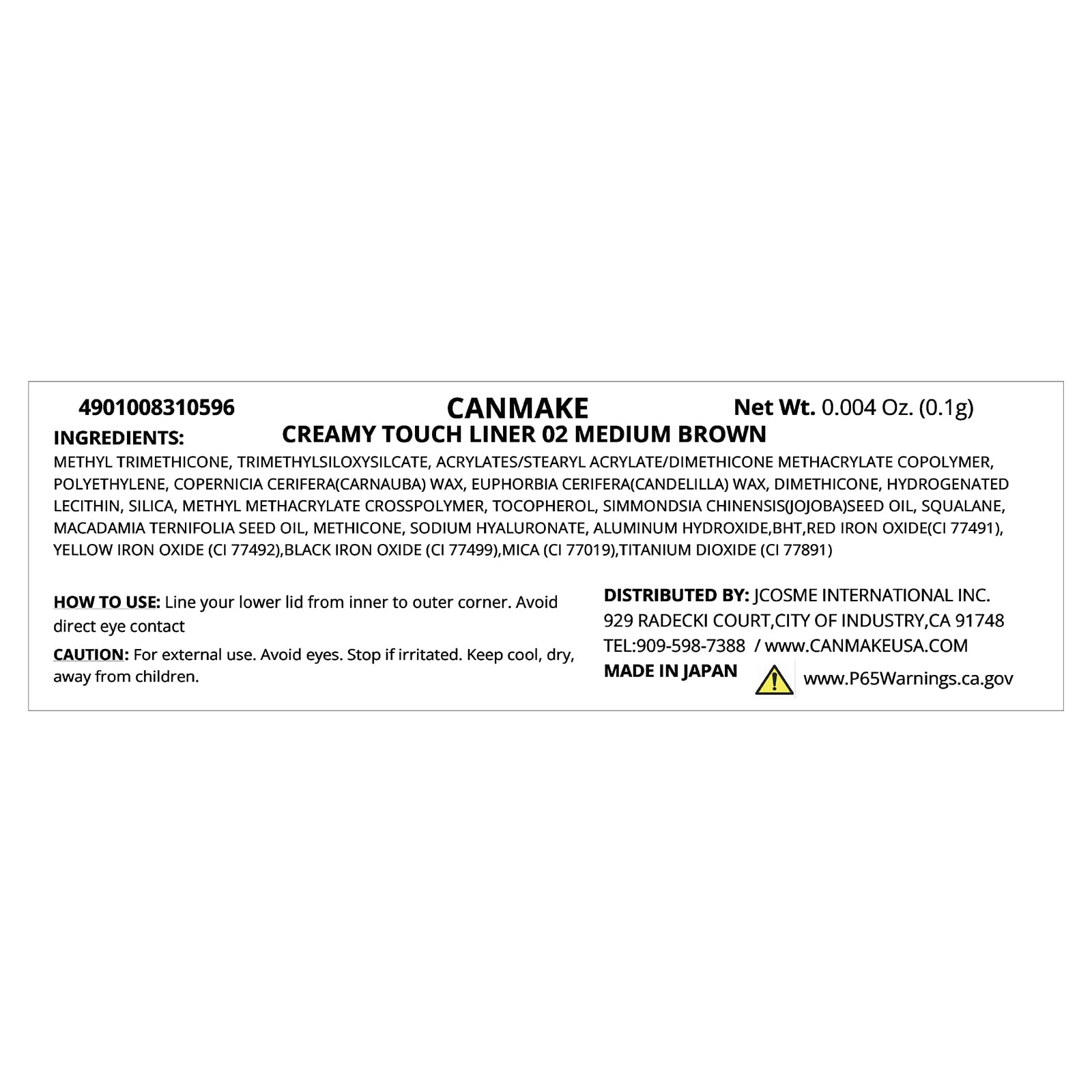 CANMAKE delineador con sistema de giro sin necesidad de afilar.