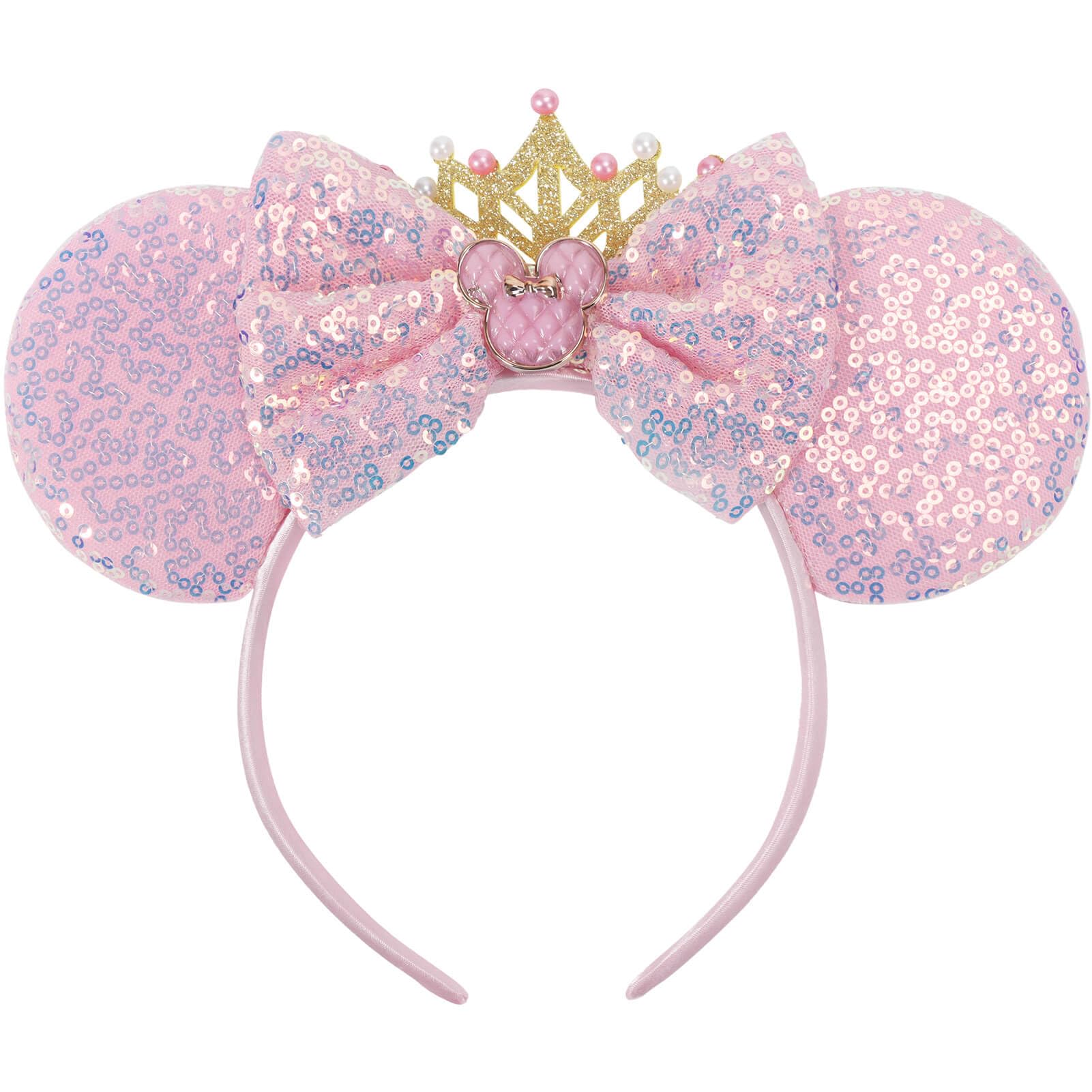 CANMIL diadema orejas de ratón rosa brillantes, ideal para fiestas y cosplay