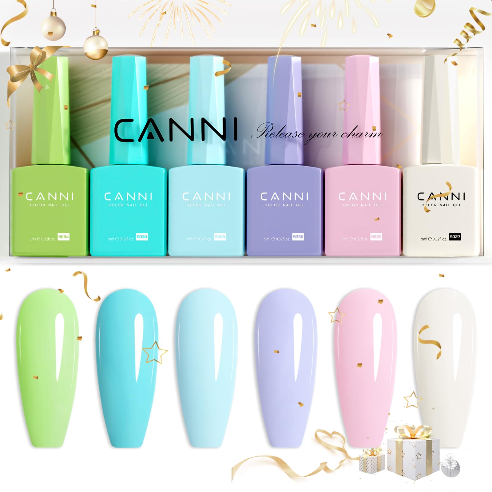 CANNI 6Pcs 9ml gel polish packaging highlights gift-ready presentation.