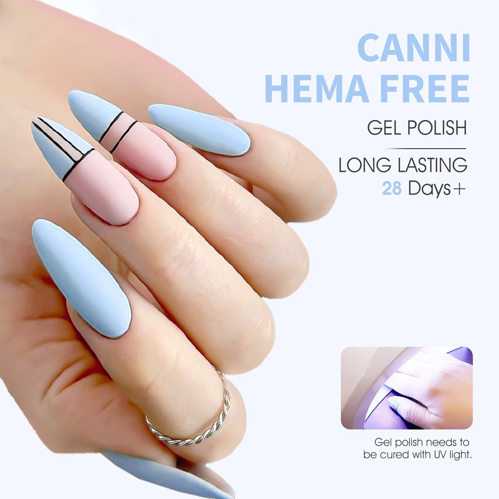 Close-up of CANNI application on nail for smooth coverage.