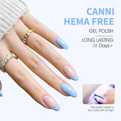 CANNI Baby Blue Gel brush applying even coat on nail