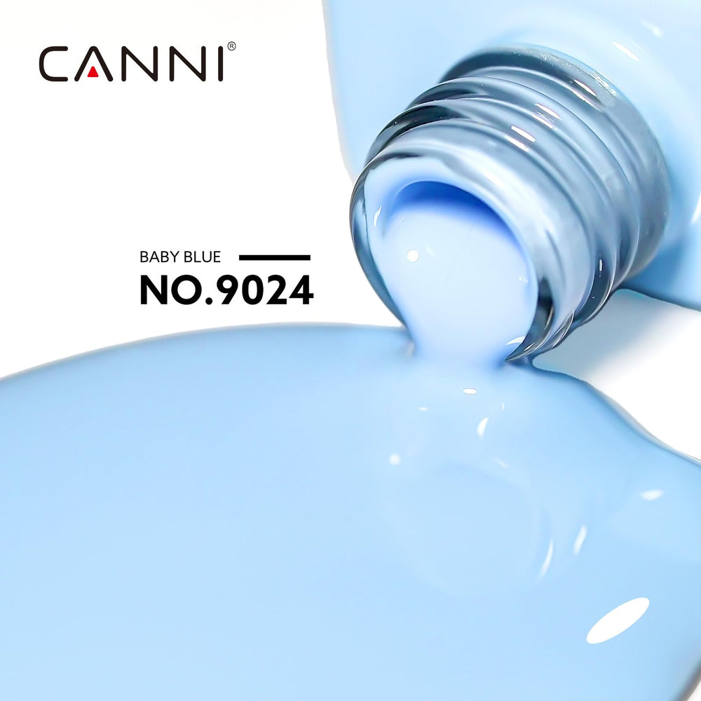 CANNI Baby Blue Gel color swatch demonstrates light to full coverage