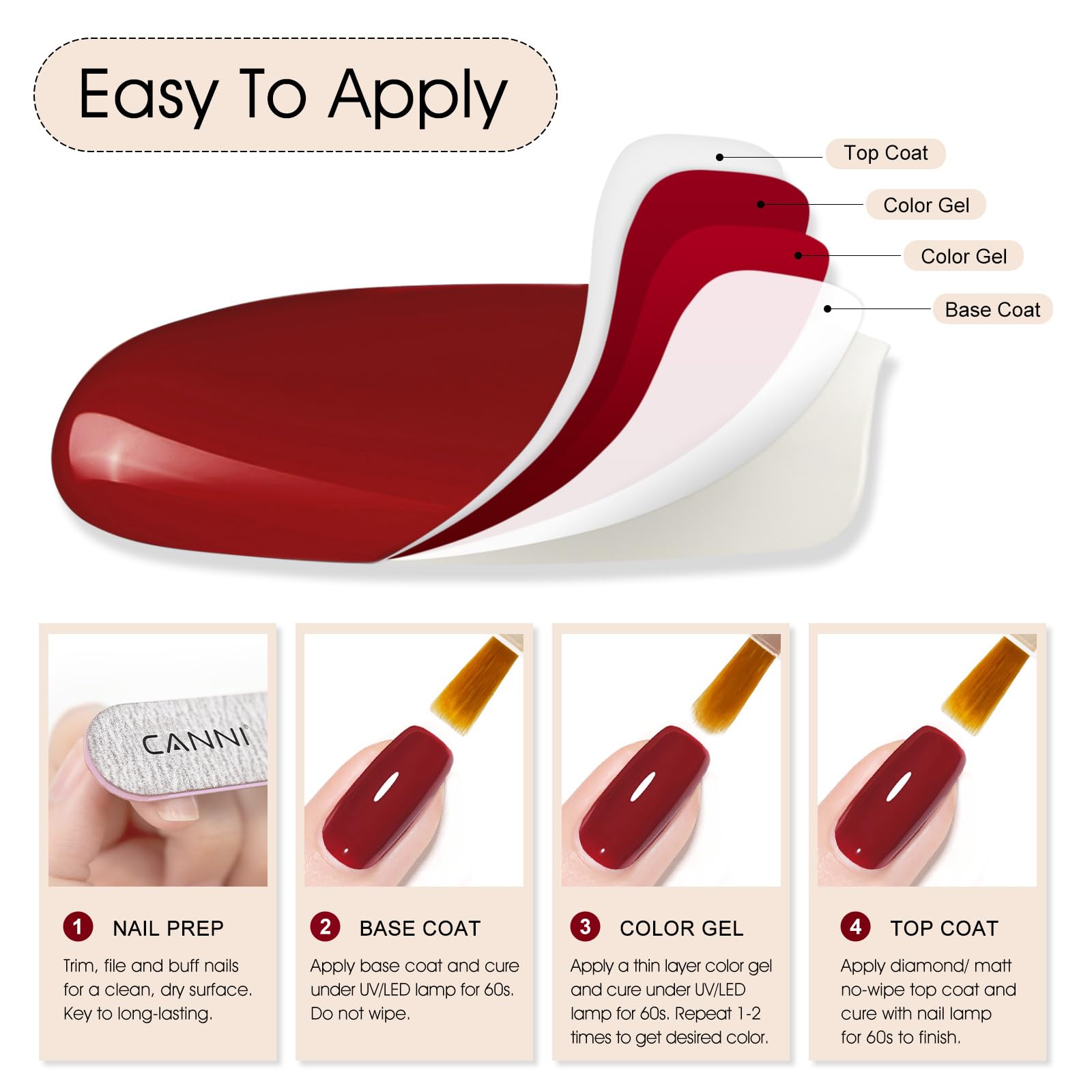 CANNI Base Coat and Top Coat ensure long-lasting, high-shine results