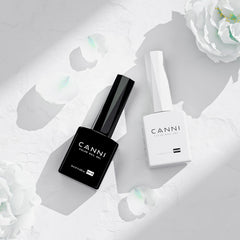 CANNI botellas gel blanco, acabado brillante para uñas limpias.