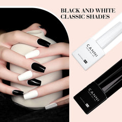 CANNI botellas gel negro, acabado brillante para uñas intensas.