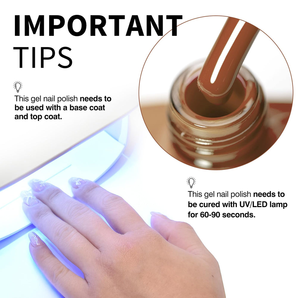 Smooth brush stroke with CANNI brown gel polish for even application.