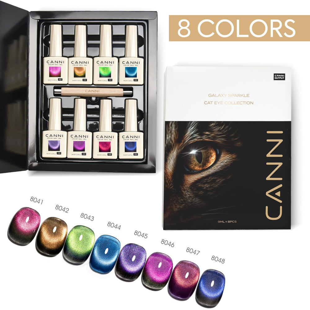 CANNI green cat-eye gel polish with magnetic shift for unique nails