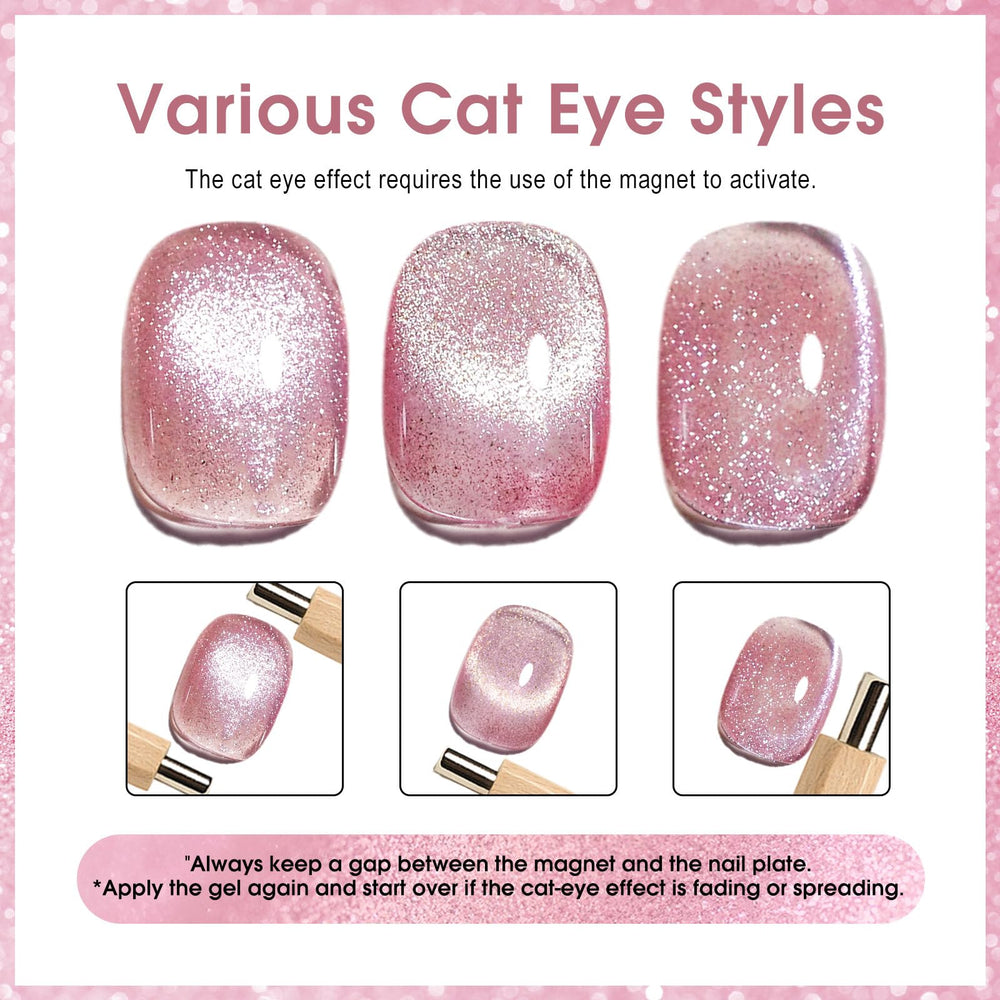CANNI silver-shine cat-eye gel polish with holographic sparkle