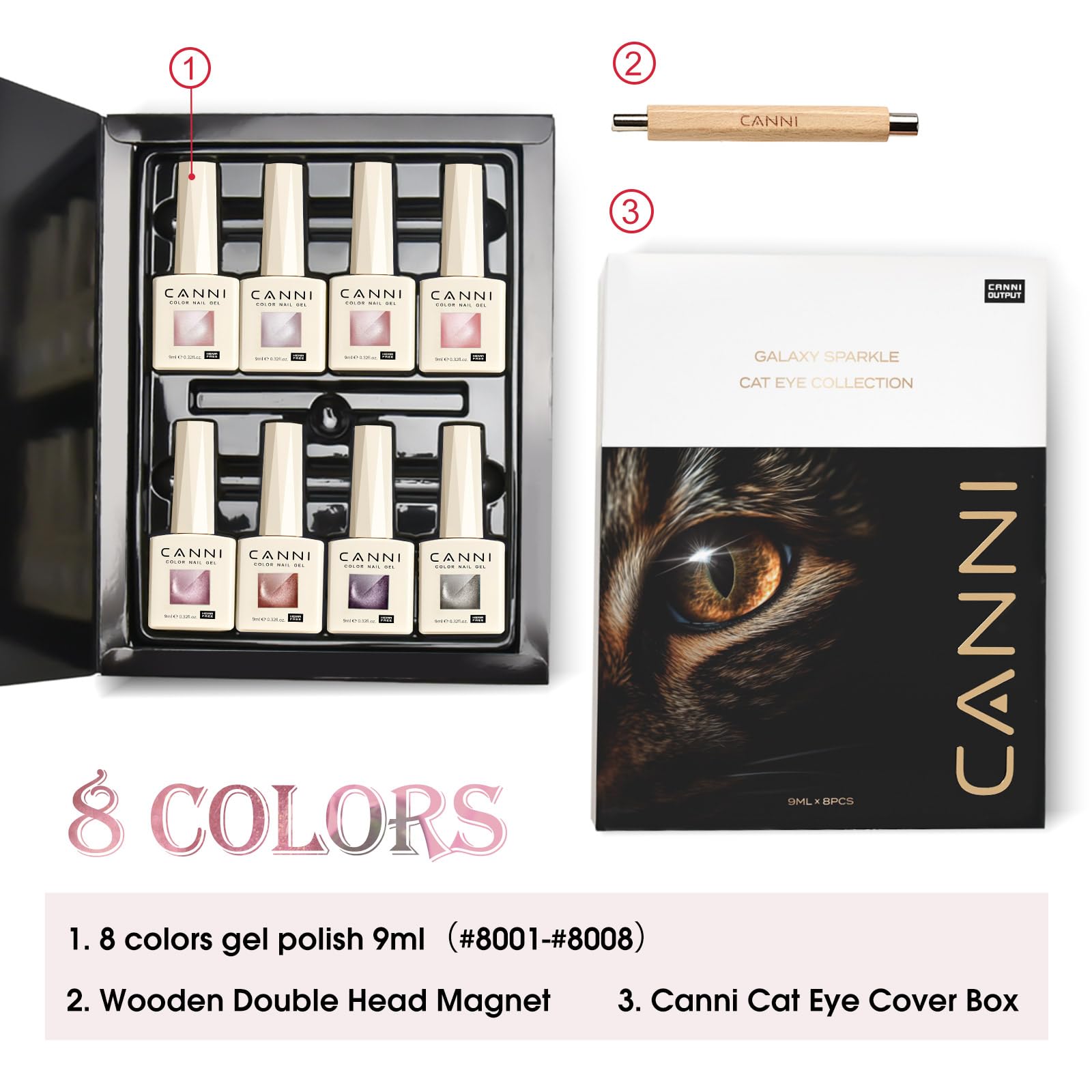 CANNI holographic cat-eye gel polish creates multidimensional shine in any light.