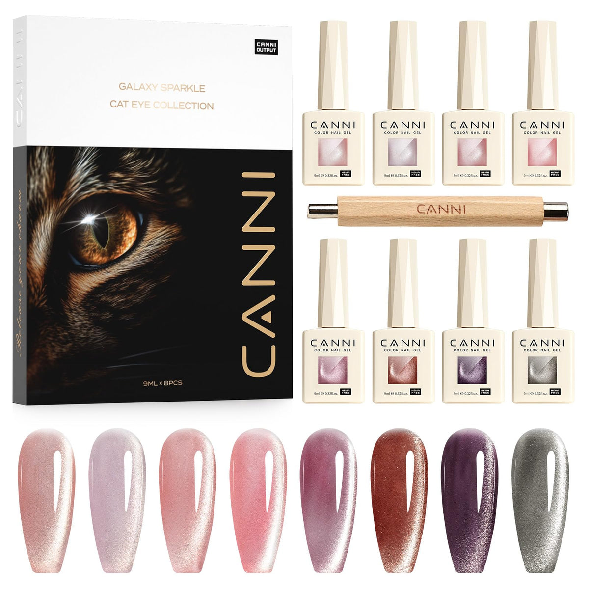CANNI pink cat-eye gel polish with magnetic shimmer for chic nails.