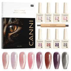 CANNI pink cat-eye gel polish with magnetic shimmer for chic nails.