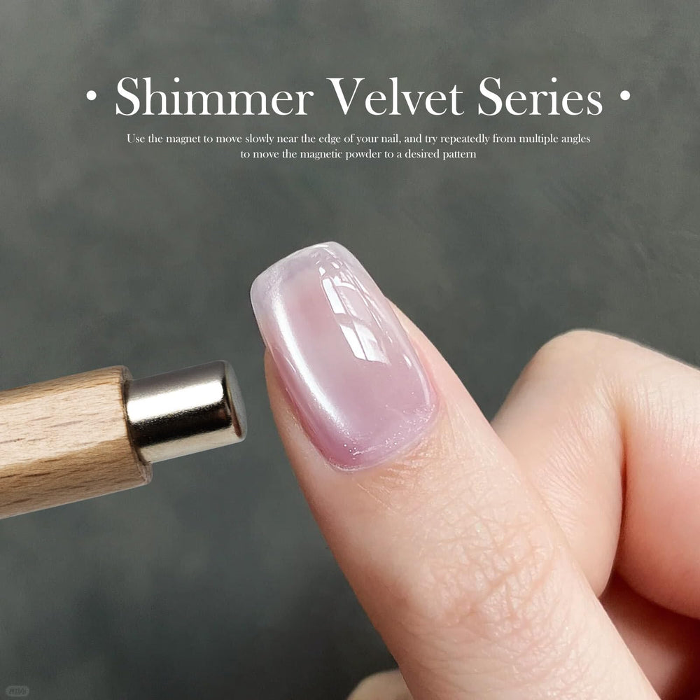 CANNI purple glitter cat-eye gel polish provides shifting light drama.
