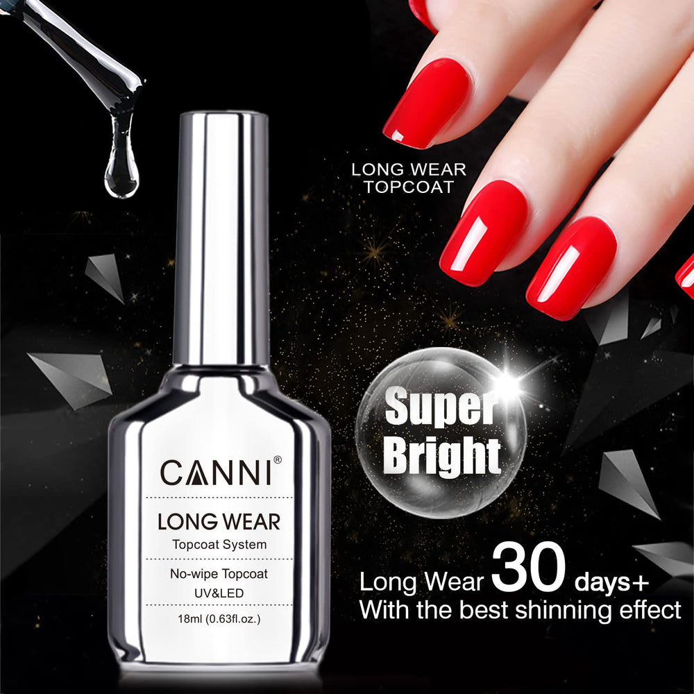 CANNI All-Brand Compatible Top Coat works with soak-off gel polishes