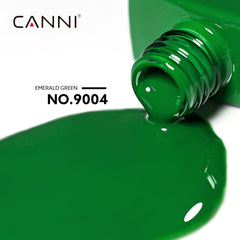 CANNI emerald gel polish application closeup highlights smooth, high-pigment coverage.