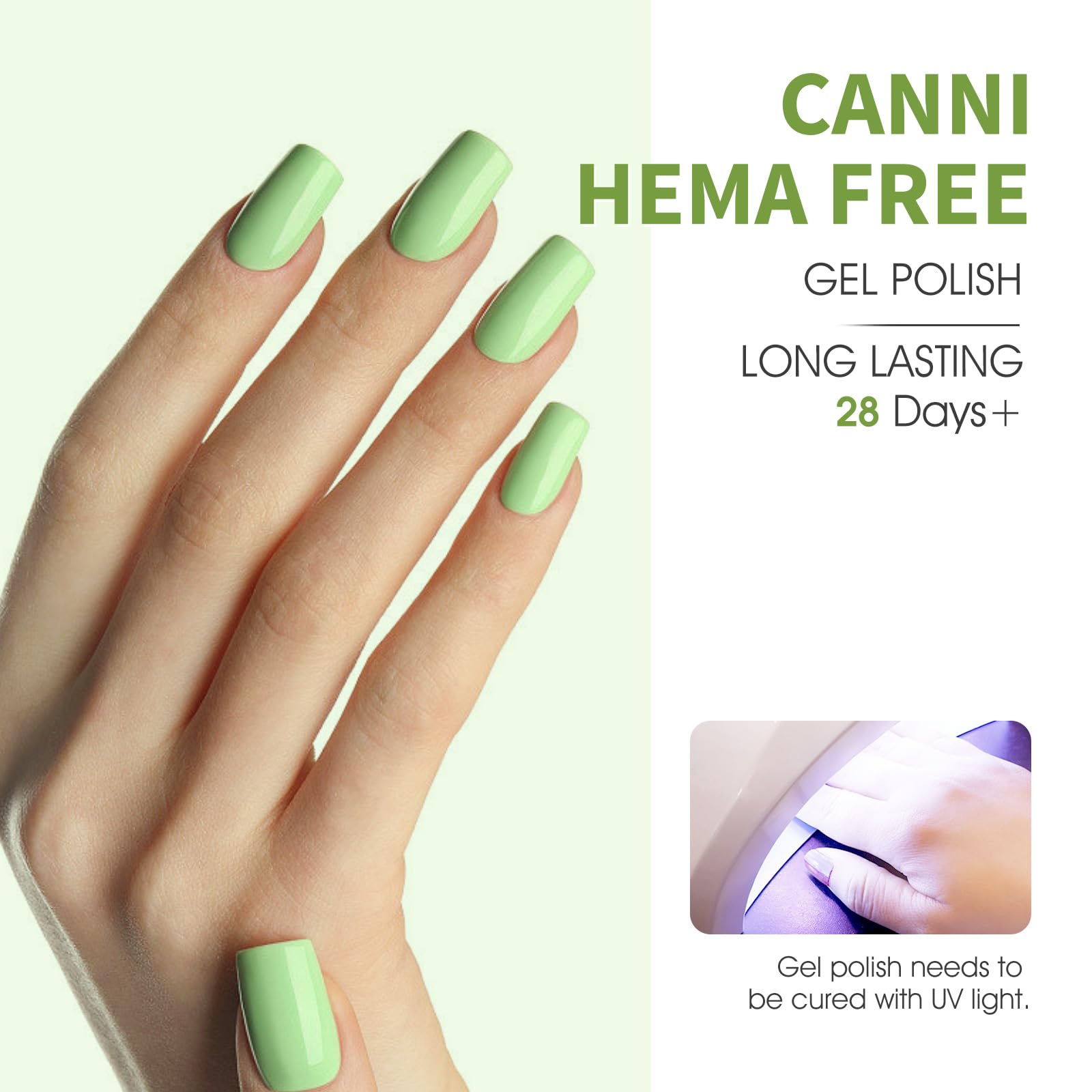 Envase ergonómico de CANNI, brillo duradero sin HEMA.