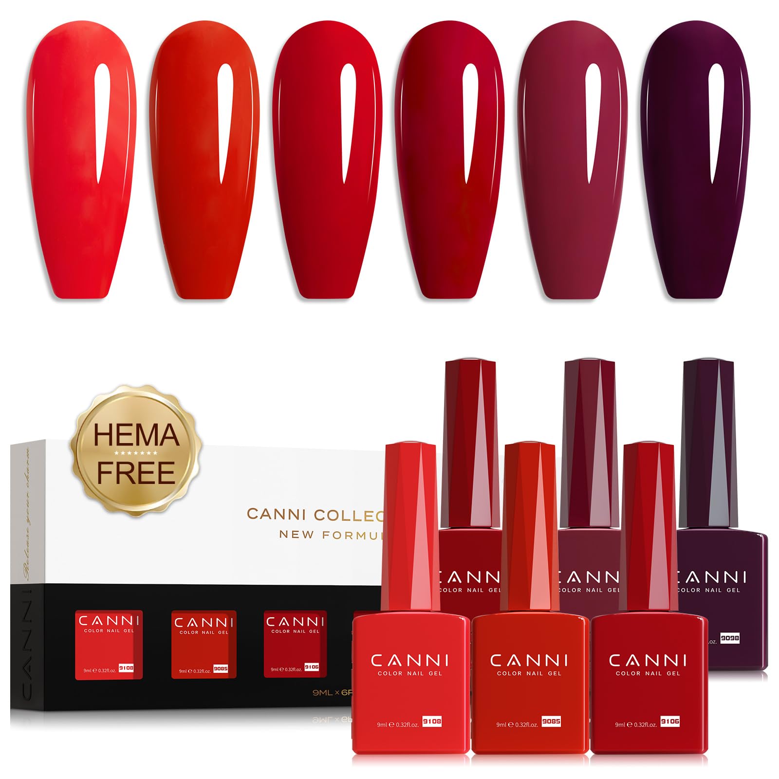 CANNI gel rojo clásico en botella color para una manicura duradera.