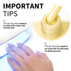 Esmalte gel CANNI amarillo pastel, resistente y fácil de quitar con removedor suave