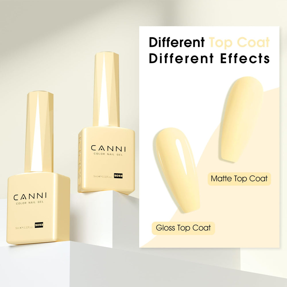 CANNI esmalte gel amarillo pastel, ideal para uñas naturales y diseños franceses