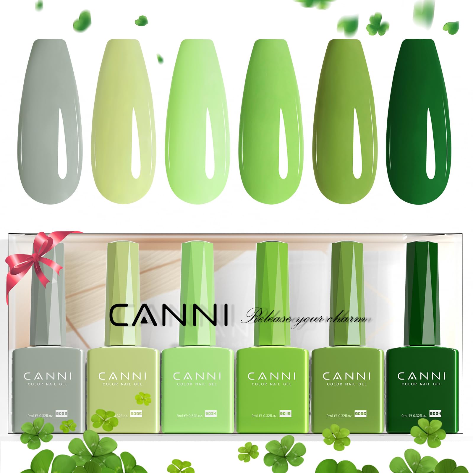 Esmalte gel CANNI verde esmeralda, acabado brillante y vibrante.