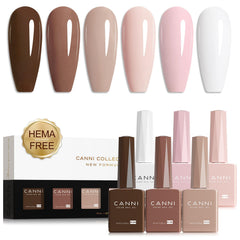 CANNI gel nail kit with six nude pink shades for long-lasting at-home manicures