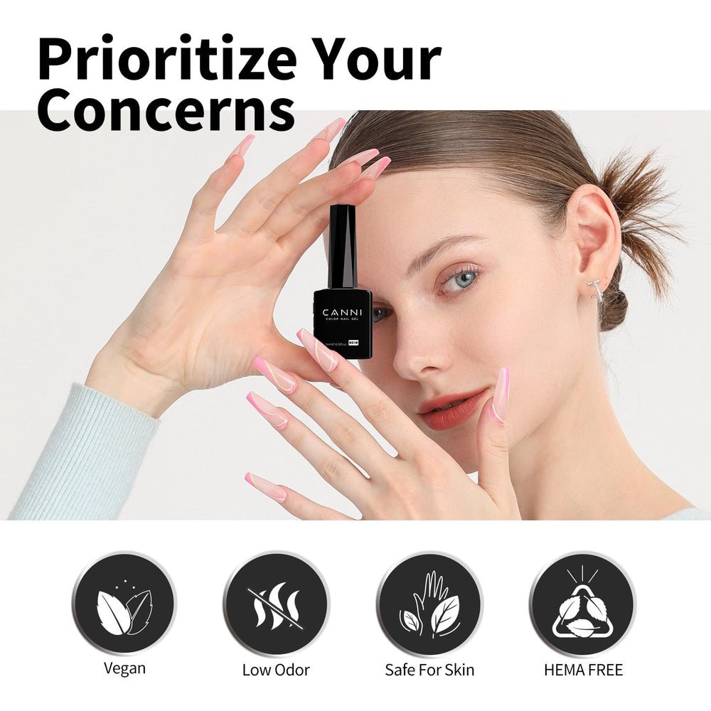 CANNI gel polish under UV/LED lamp for proper cure and durable results.
