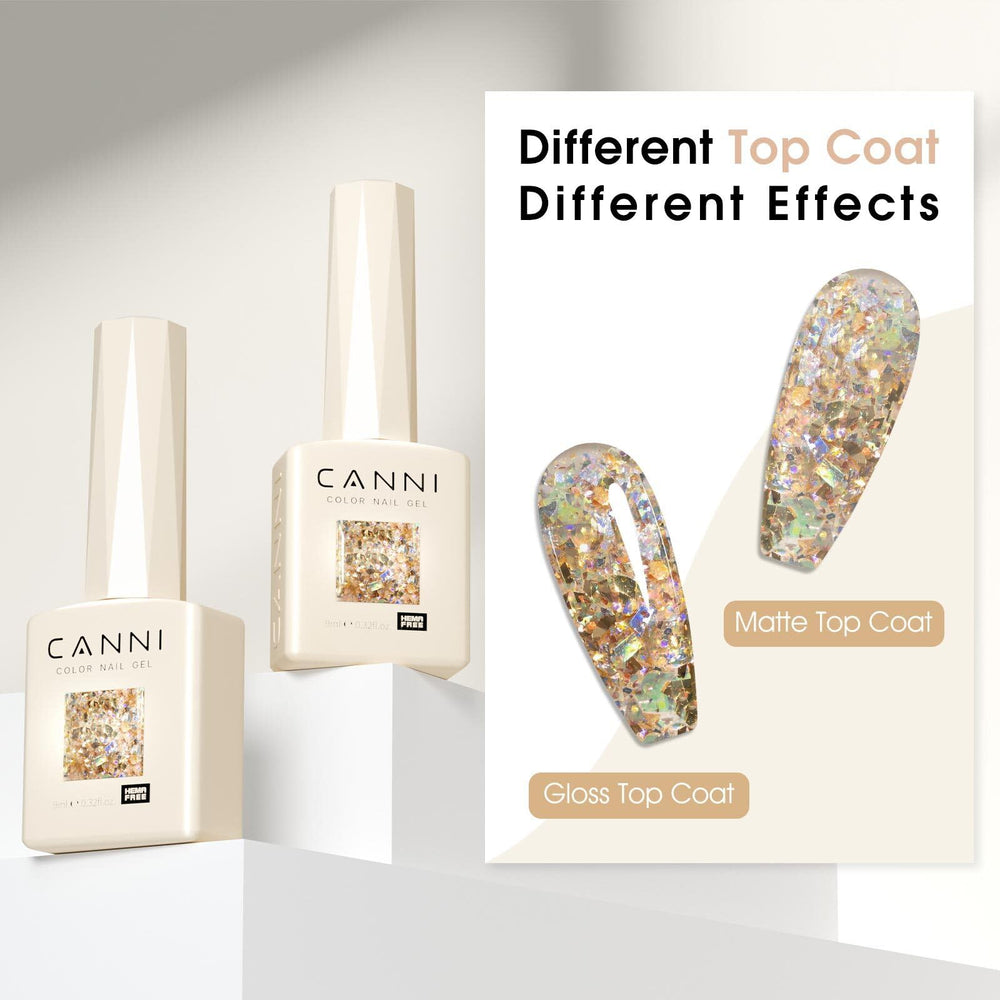CANNI Glitter Gel Nail Polish soak-off removal for easy at-home maintenance.
