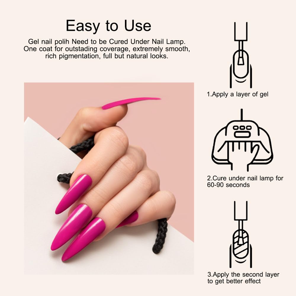 CANNI glossy pink gel finish close-up on nails