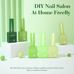 CANNI evergreen gel polish bottle swatch offering precise color for professional results.