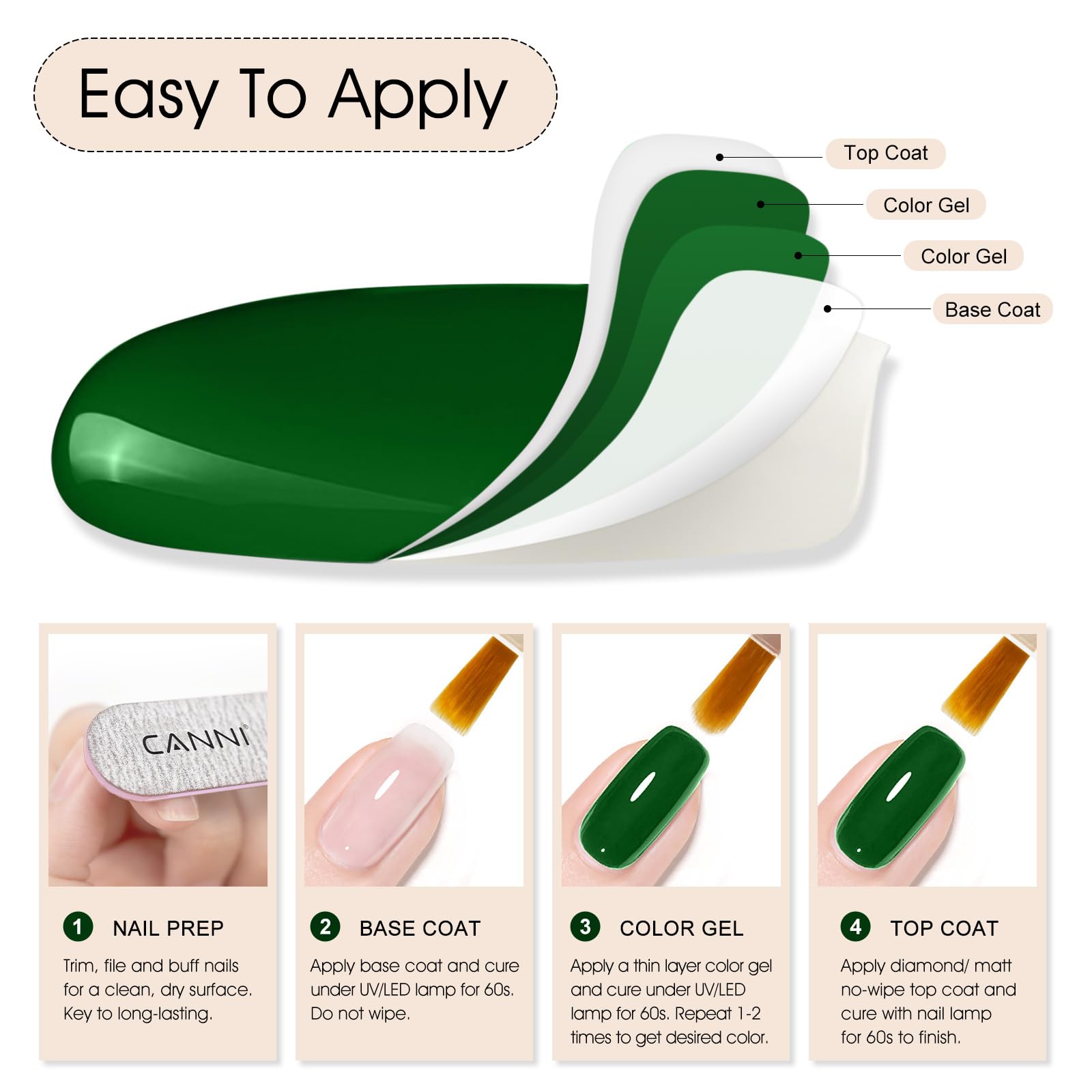 CANNI long-wear gel polish for up to 3 weeks.