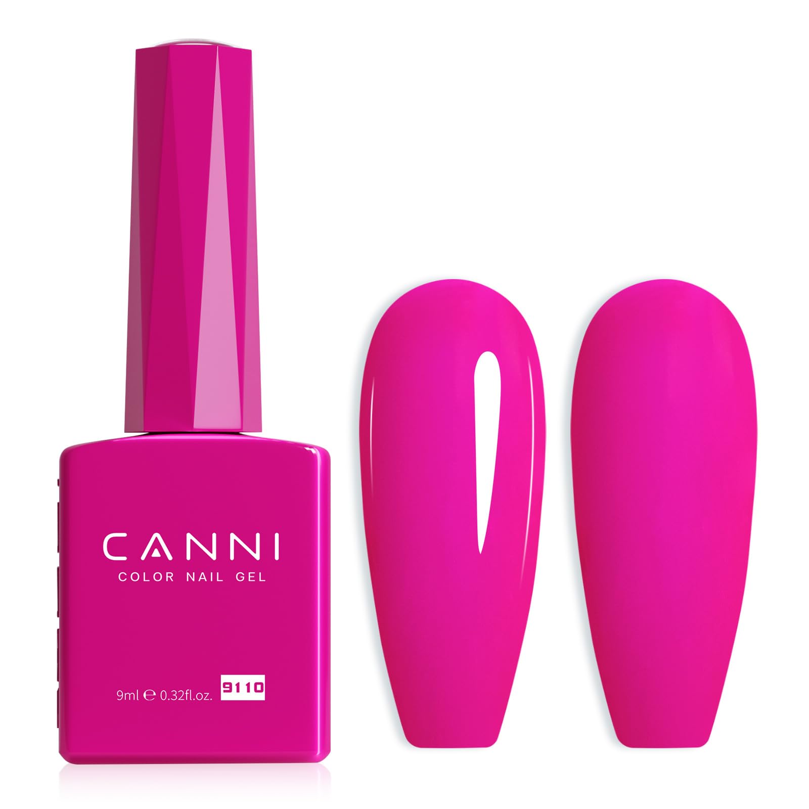 CANNI Hot Pink gel polish bottle shows vivid color for quick at-home manicures.