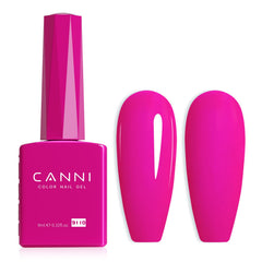CANNI Hot Pink gel polish bottle shows vivid color for quick at-home manicures.