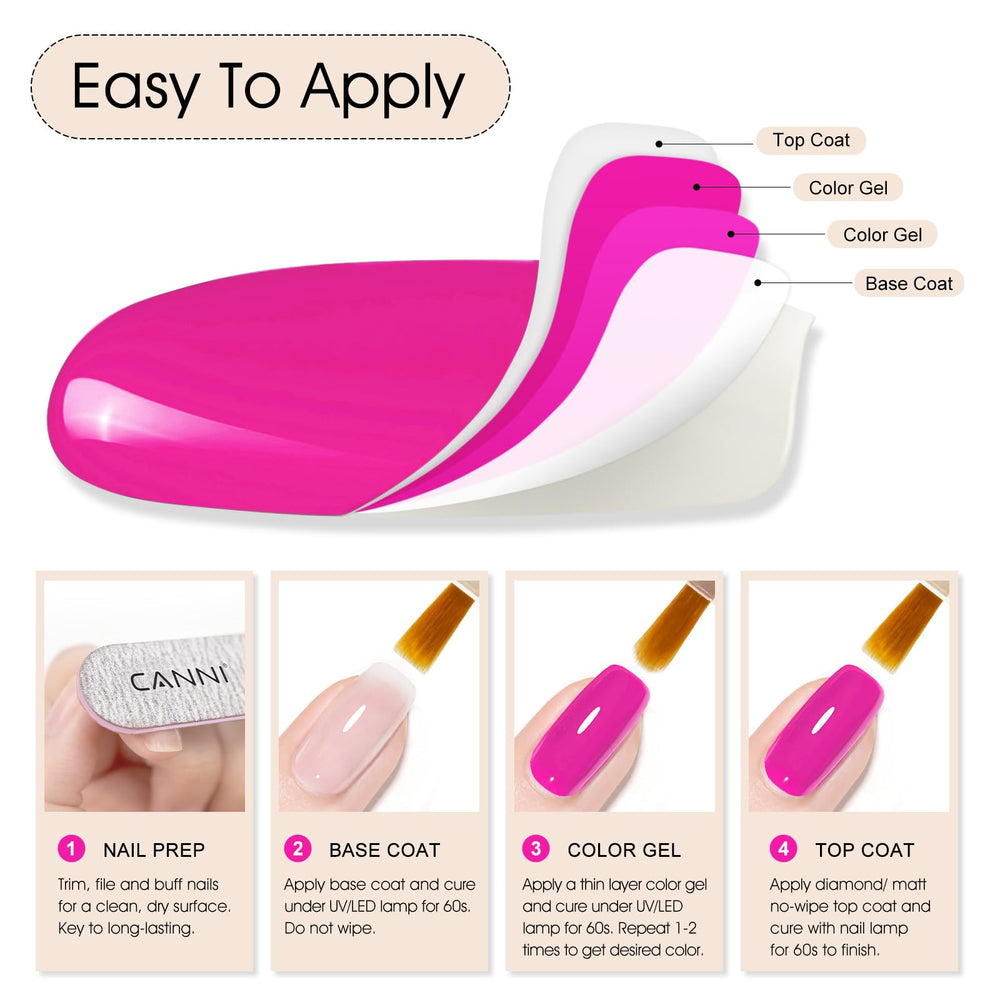 CANNI gel polish glossy finish on nails after application