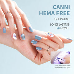 CANNI Light Blue gel polish brush-applicator enables smooth, salon-like application at home.