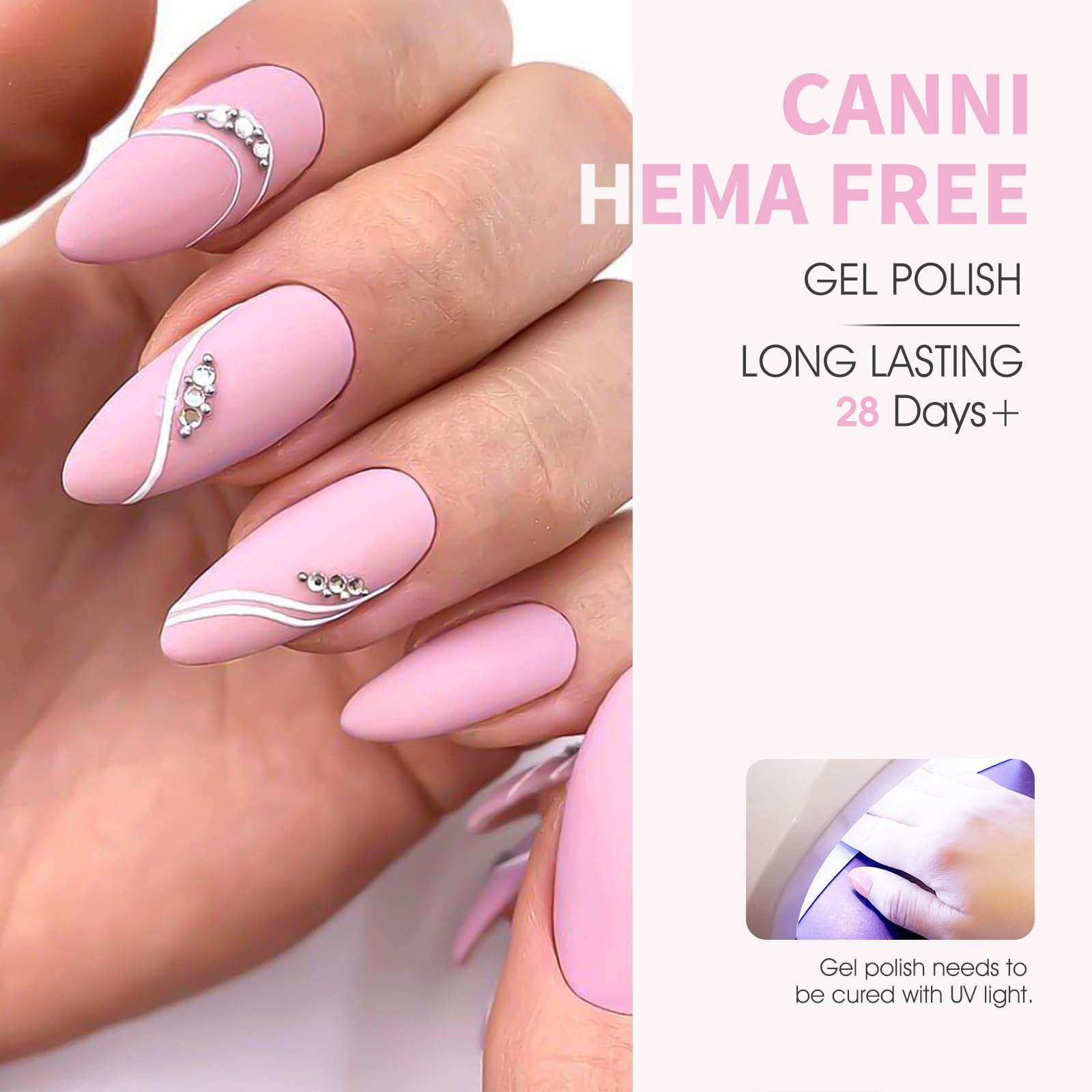 CANNI light pink gel polish color swatches reveal even coverage with few coats