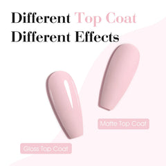 CANNI light pink gel polish swatches on nail demonstrate even coverage with soft shimmer.