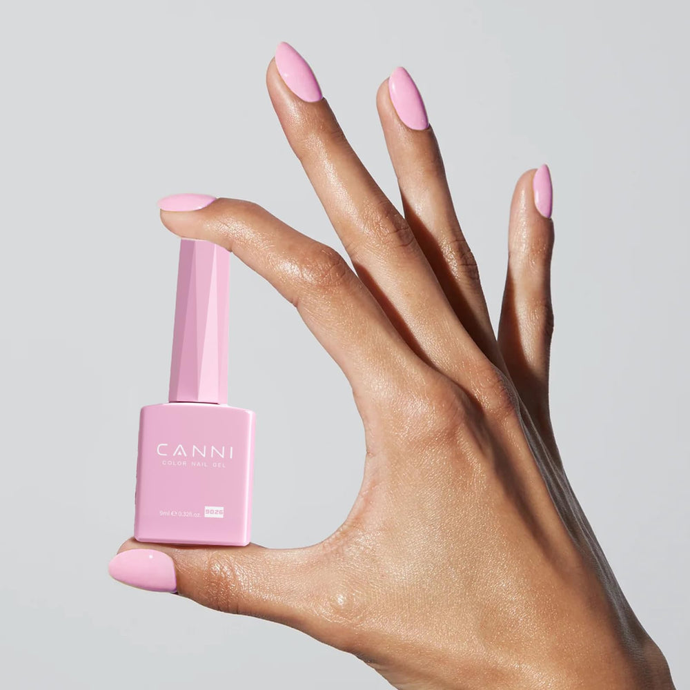CANNI light pink gel polish UV/LED cure demonstrates quick lamp options