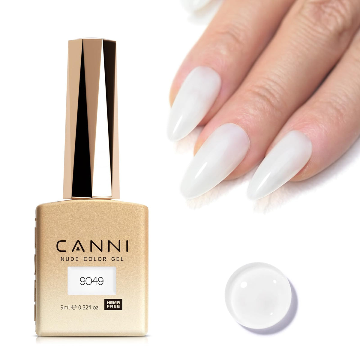 CANNI Milky White bottle view highlights color for precise gel manicure planning
